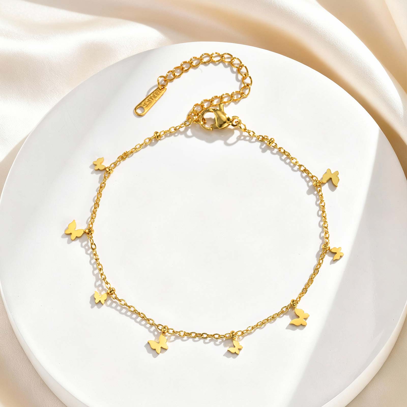 Butterfly Clasp Deployant - Pulseira de corrente de borboleta requintada