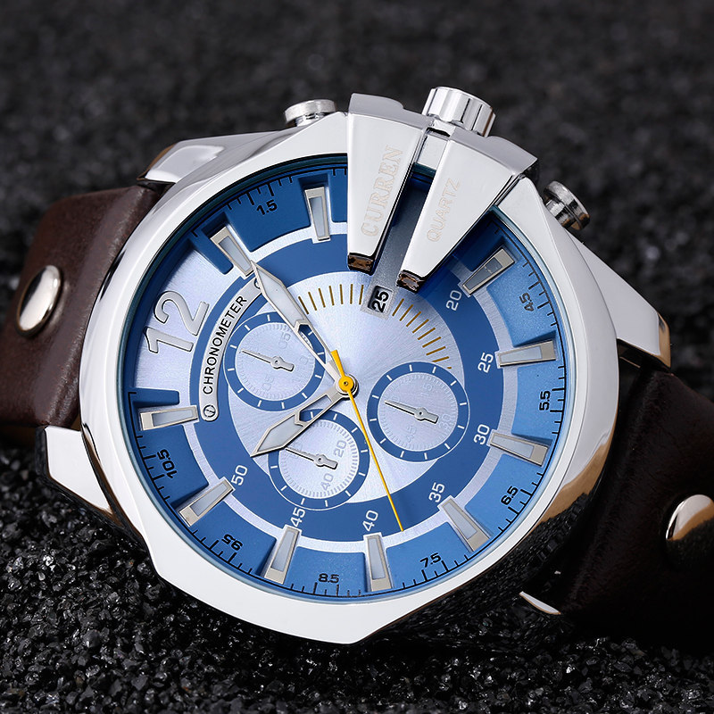 Leather Watch Band Men - Curren relógios masculinos marca superior de