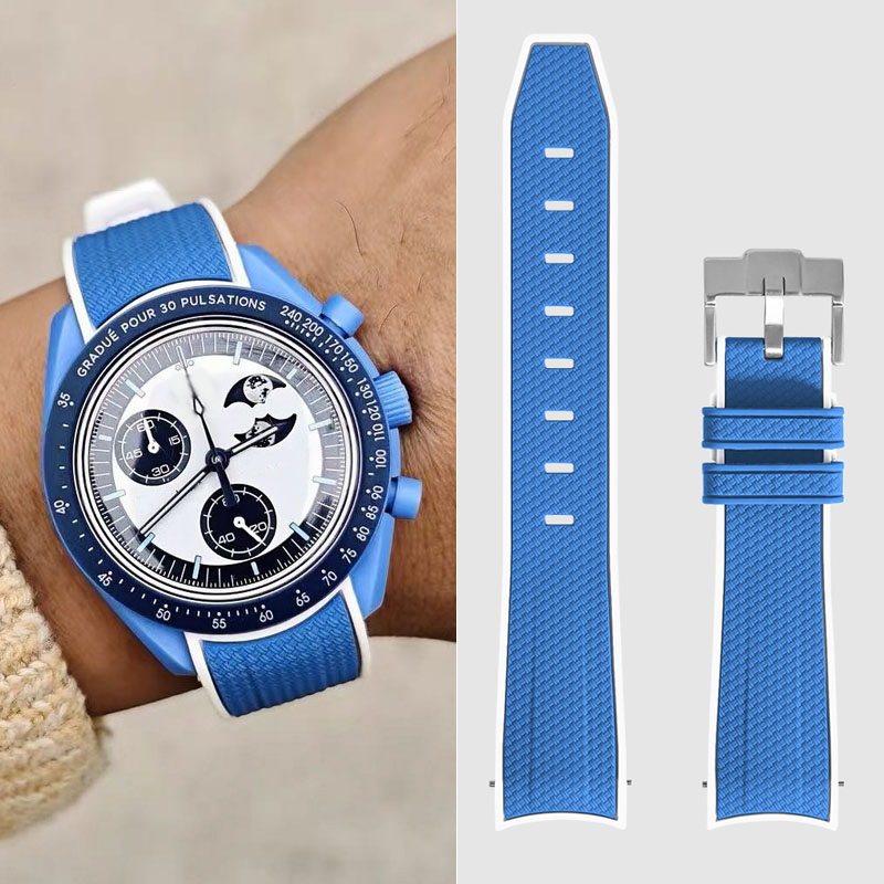 Suede Strap Watch - Para omega swatch 20mm curva pulseira